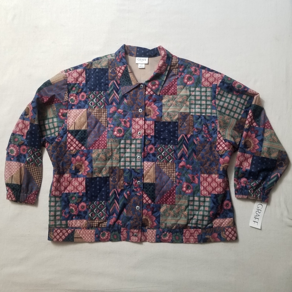Graff patchwork quilted button up shirt sz 3XL